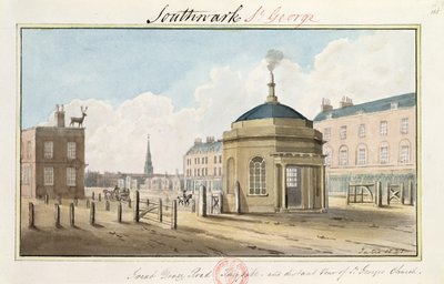 Great Dover Road Turnpike a vzdálený pohled na kostel St. George